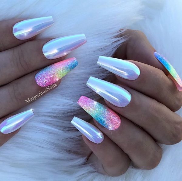 Amazing Coffin Shaped Unicorn Nails! Amazing Coffin Shaped Unicorn Nails!