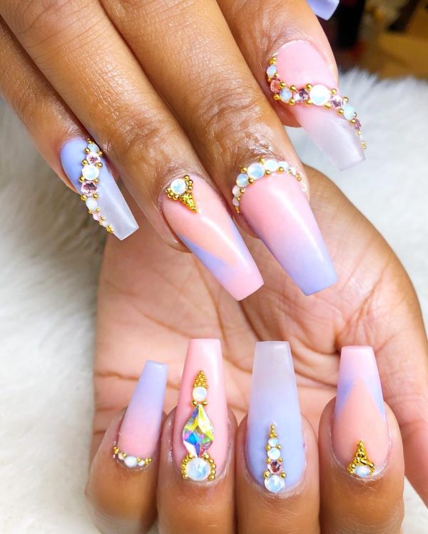 Stunning unicorn nails with diamonds! Stunning unicorn nails with diamonds!