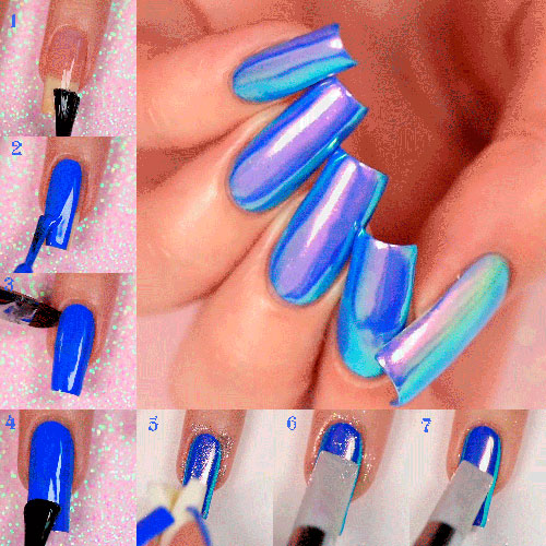 Unicorn chrome nail powder - Step By Step Tutorial