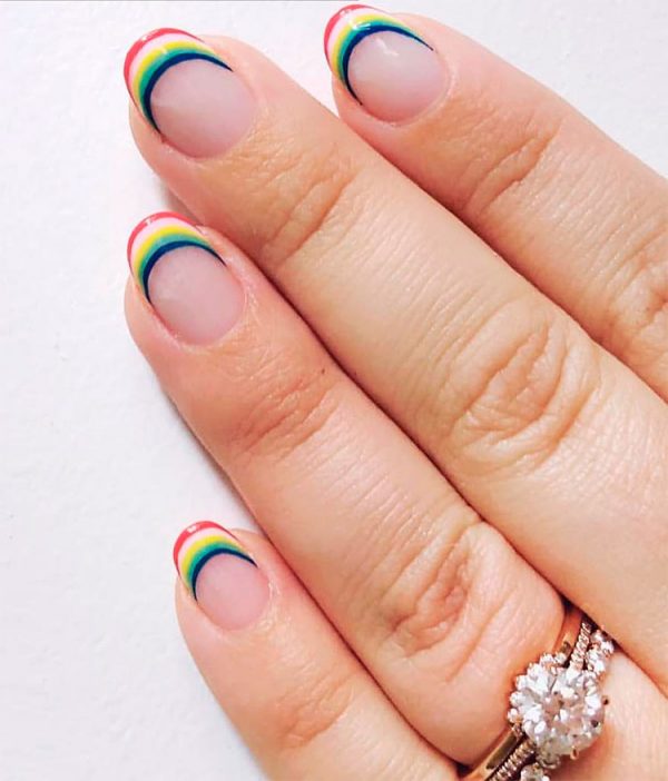 fancy french nails with rainbow tips! fancy french nails with rainbow tips!