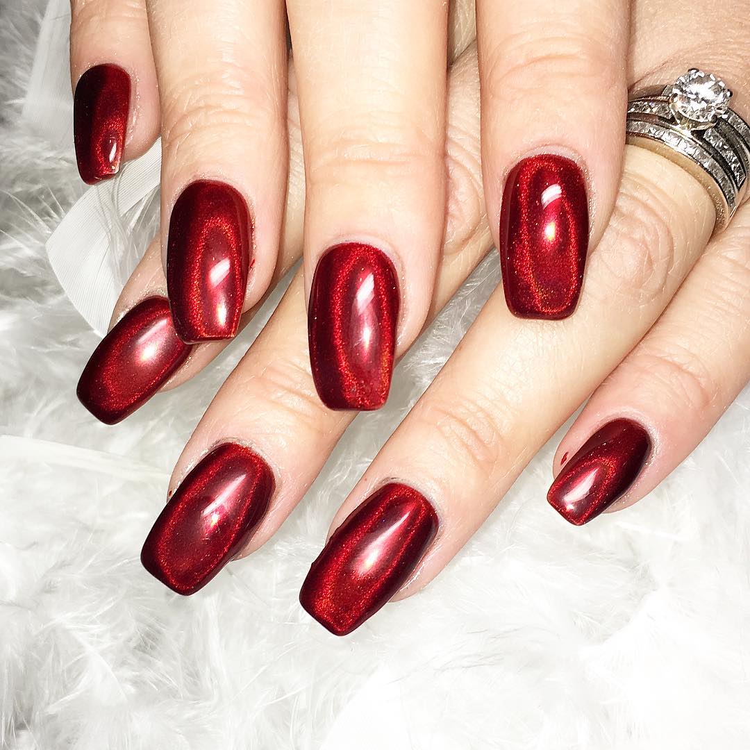 Elegant Red Chrome Nails