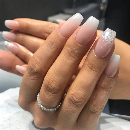 Gorgeous ombre french tip coffin nails!