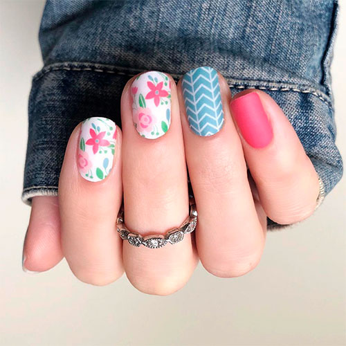 Amazing matte floral nails stickers!