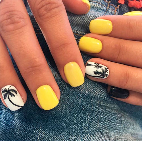 Gorgeous Yellow and Black Nail Design for Summer 2019