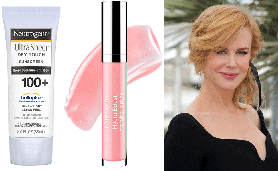Nicole Kidman's Favorite Beauty Products - Neutrogena Ultra Sheer SPF & Neutrogena Hydro Boost Hydrating Lip Shine