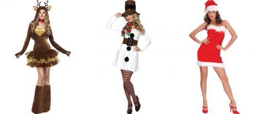 Festive, Miss Snowman and Sexy Miss Santa Christmas Costumes