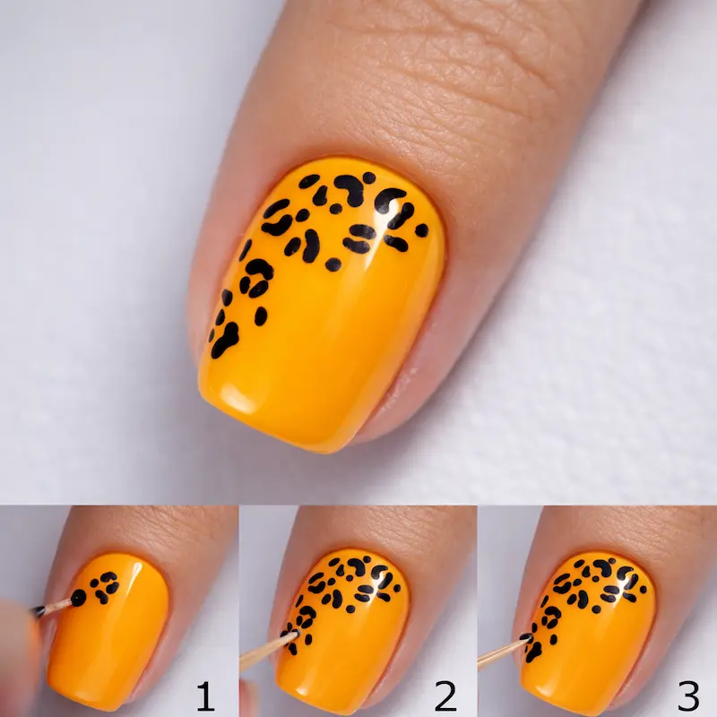 Cheetah or Leopard Easy Nail Art Design tutorial for Beginners