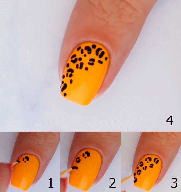 Manicure Idea 1 - Cheetah or Leopard Easy Nail Art Design tutorial for Beginners