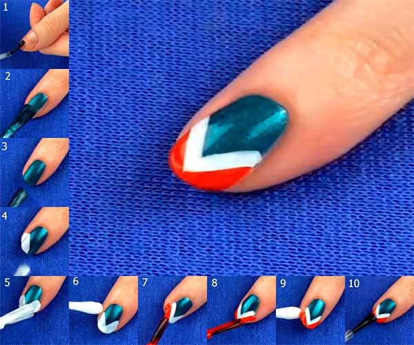 Blue white Red Manicure- The Wonder Woman Easy Nail Art Design Tutorial for Beginner