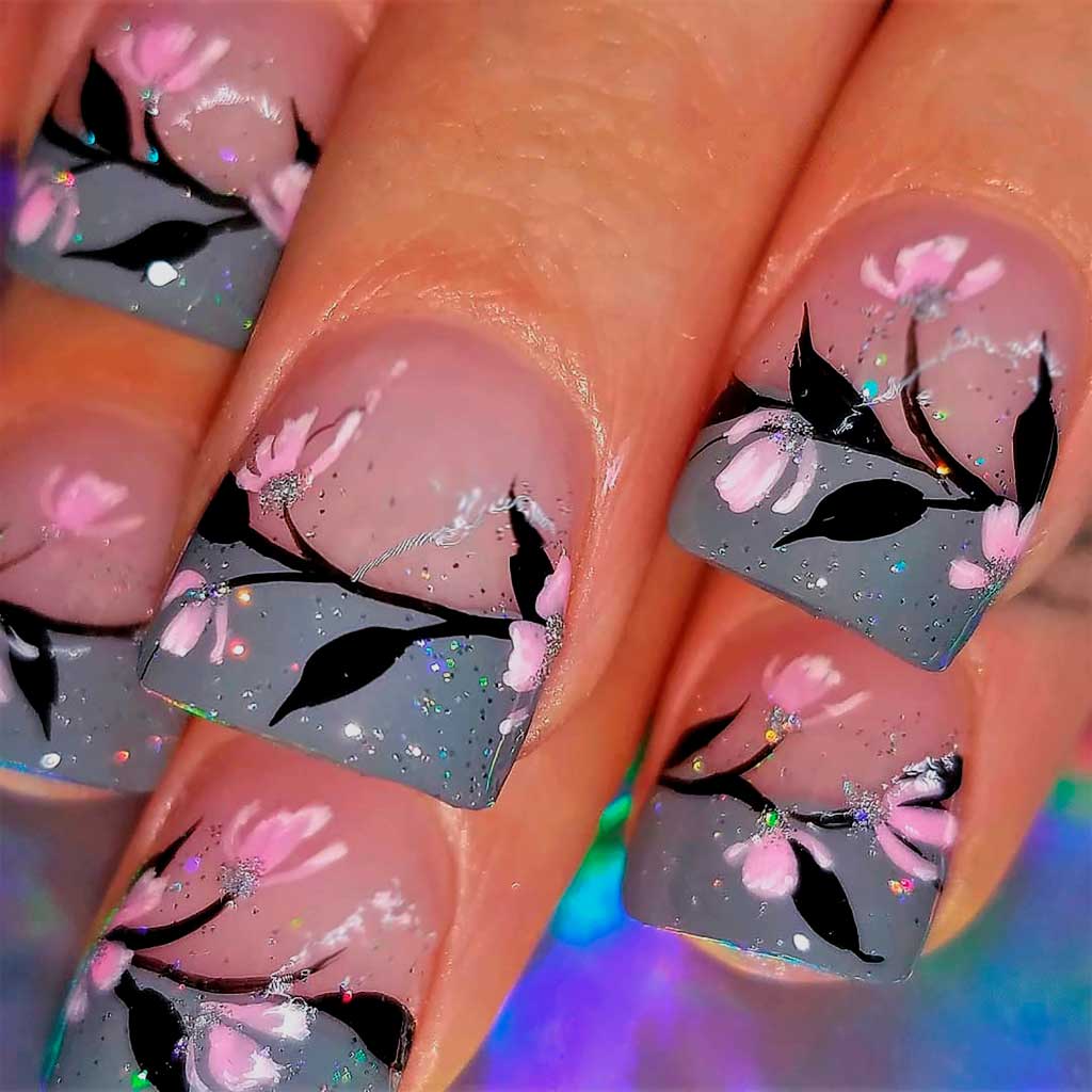 Floral Spring Nail Art Design