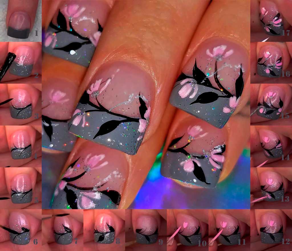 Floral Spring Nail Art Design tutorial 