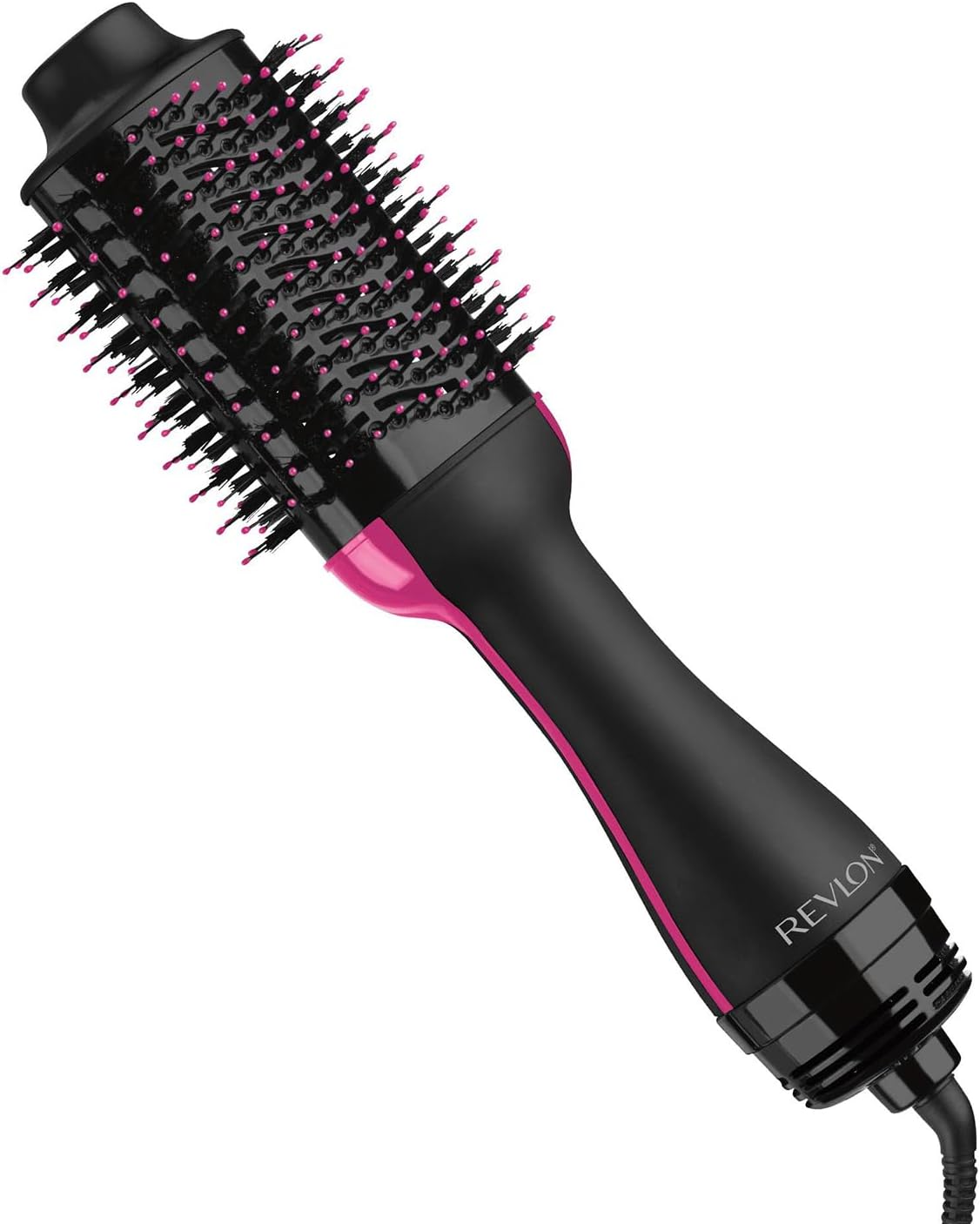 REVLON One-Step Volumizer Hair Dryer and Styler in black, designed for easy blowouts with less frizz and heat damage. REVLON One-Step Volumizer Hair Dryer and Styler in black, designed for easy blowouts with less frizz and heat damage.