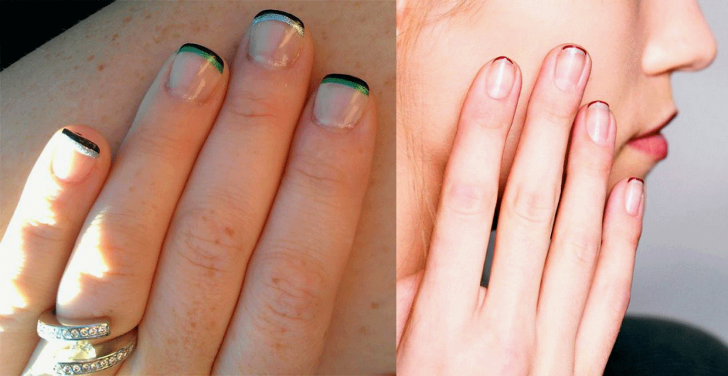 Double-Lined French Manicure - Doubled-up Tips Ideas Double-Lined French tip nail designs