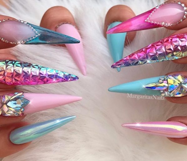 Gorgeous stiletto unicorn nails!