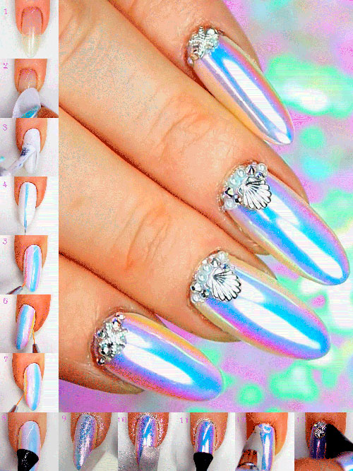 Mermaid Chrome Unicorn Nails - Step By Step Tutorial