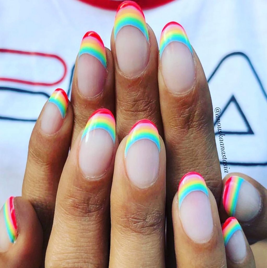 Stunning Rainbow French Tip Manicure Idea!