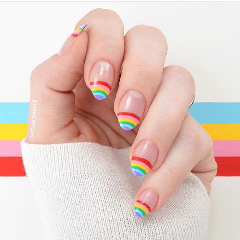 Stylish Rainbow French Tip Manicure Idea Stylish Rainbow French Tip nails