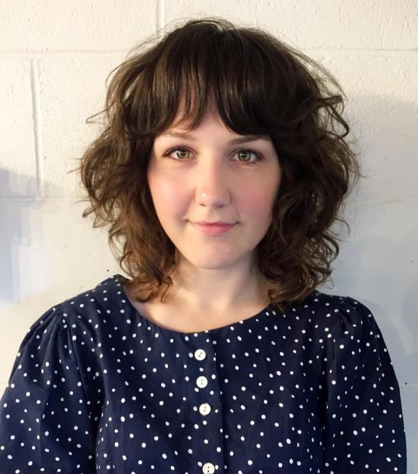 Adorable Curly Lob Hair with Bangs Adorable Curly Lob Hair with Bangs