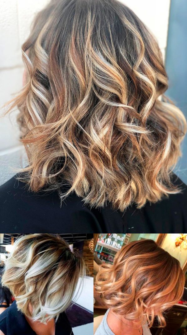 Elegant balayage short curly hair looks