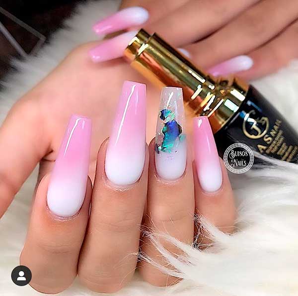 Featured image of post Pink And White Tip Coffin Nails