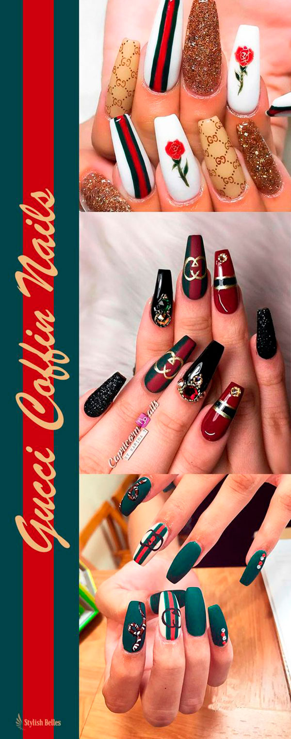 Stunning Gucci Coffin Nails Ideas!
