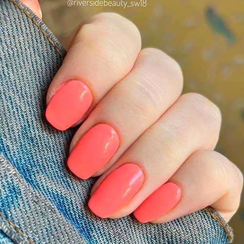 Summer bold coral coffin nails