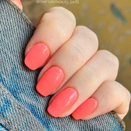 Summer bold coral coffin nails Summer bold coral coffin nails