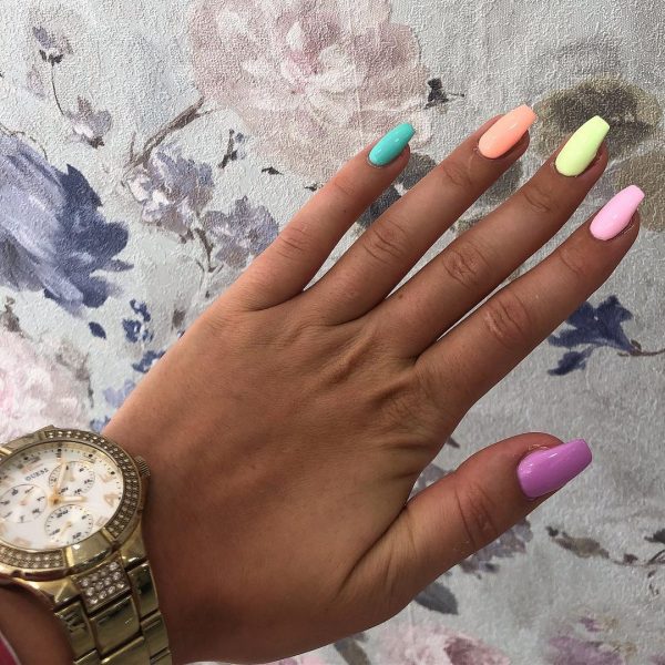 One of the best cute summer nails art that consists of cute Multi Color Nails suit summer days