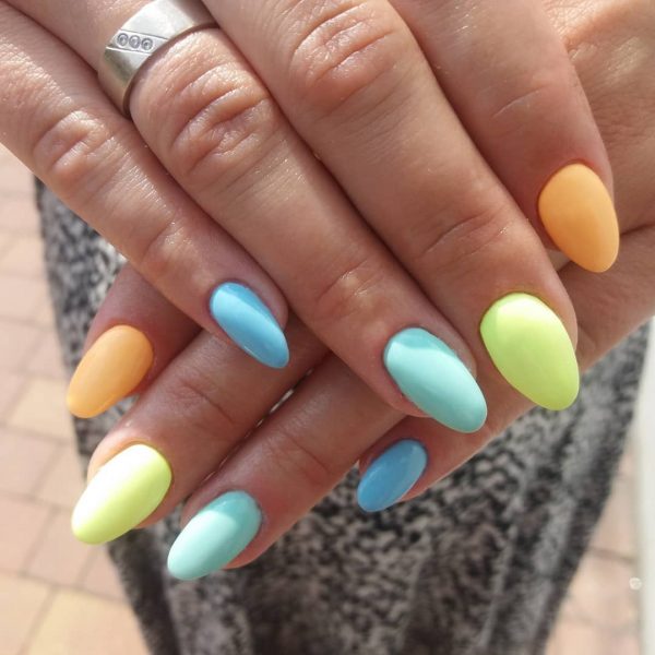 Cute summer nails set, which consists of matte nice colorful summer nails Cute summer nails set, which consists of matte nice colorful summer nails