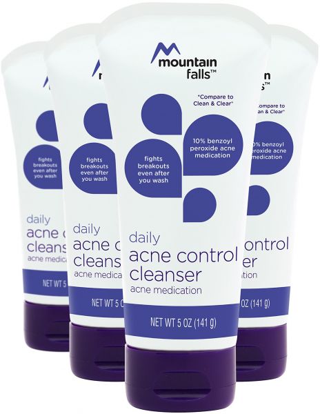 Mountain Falls Daily Acne Control Facial Cleanser with Benzoyl Peroxide Medication for Breakouts, Compare to Clean & Clear, 5 Ounce (Pack of 4) Mountain Falls Daily Acne Control Facial Cleanser with Benzoyl Peroxide Medication for Breakouts, Compare to Clean & Clear, 5 Ounce (Pack of 4)