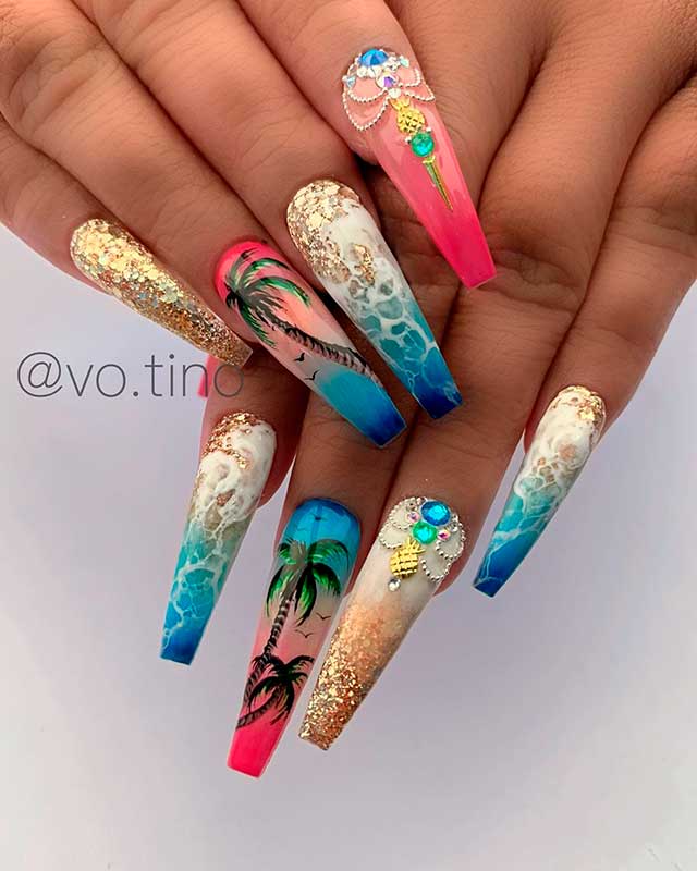 If you’re looking for cute summer nails then this pretty summer nails set can be your cute summer nail designs