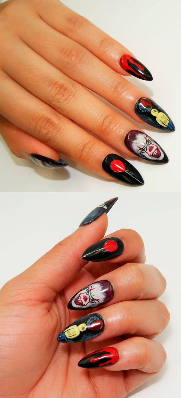 Almond Halloween Press On Nails are best of Halloween nail designs