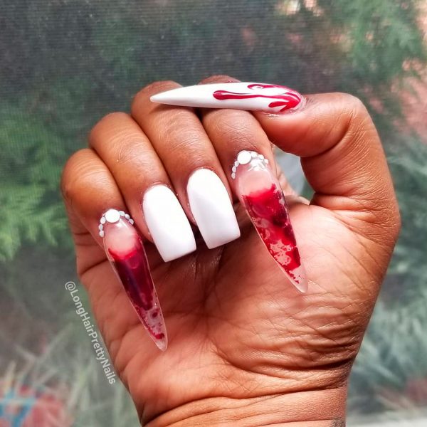 Amazing Halloween Bloody Vampire Nails Idea, Halloween nails, and Halloween nail designs