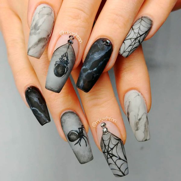 Amazing spider web Halloween nails best of Halloween nail designs