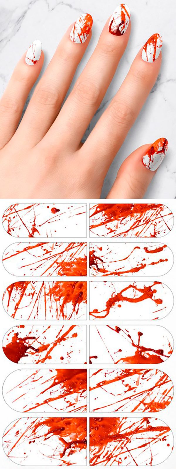 Bloody Halloween nail art stickers! Bloody Halloween nail art stickers to wear most creepy Halloween nails