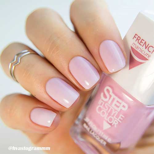 Cute short light pink acrylics!