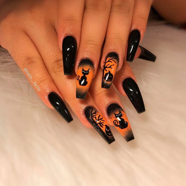 So Beautiful and creepy Coffin Shaped Halloween Nails