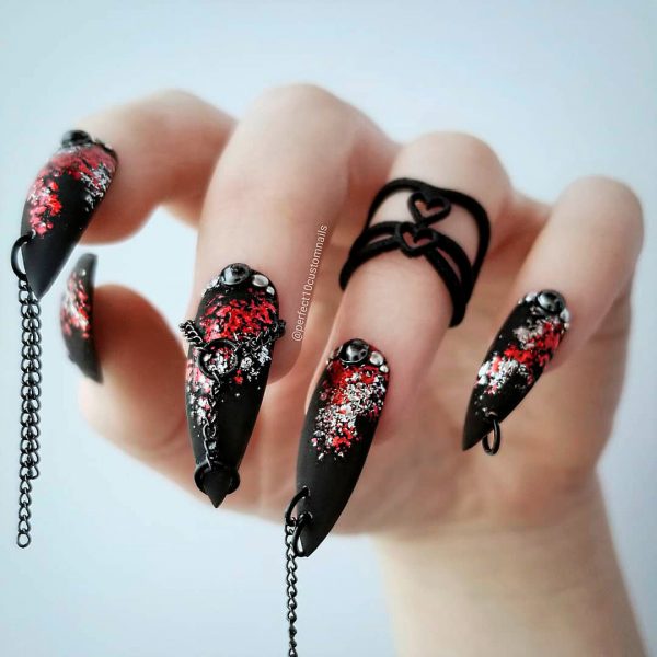 Spooky Halloween Press On Nails are best black stiletto Halloween nails