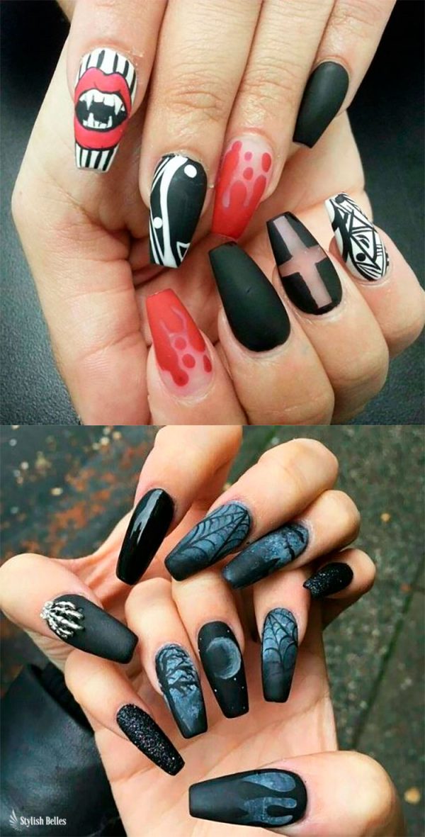 Spooky Vampire & Black Halloween Nails, are gorgeous Halloween nail designs