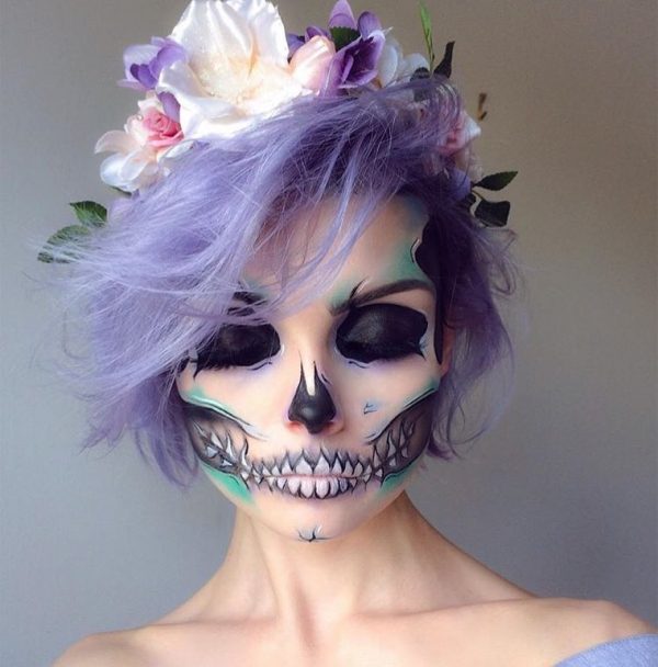 Amazing Halloween Half Skull Makeup Look Amazing Halloween Half Skull Makeup Look, gorgeous Halloween makeup ideas