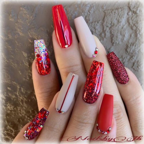 Amazing Red Glitter Christmas Nails!