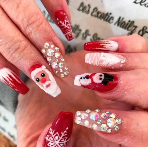 Amazing Santa Claus Red Christmas Nails