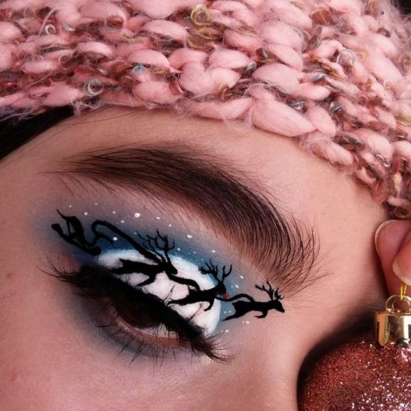 Gorgeous Reindeer Christmas Eye Makeup Look!