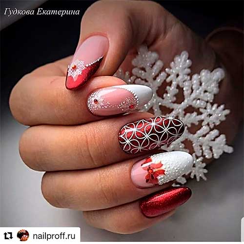 Gorgeous red present Christmas nails set!
