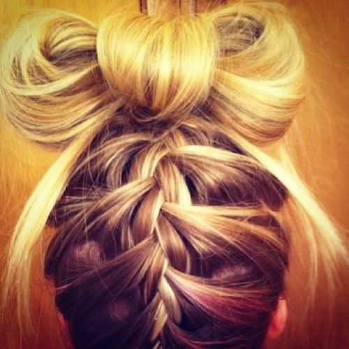 Cute Root Braided Bow Bun!