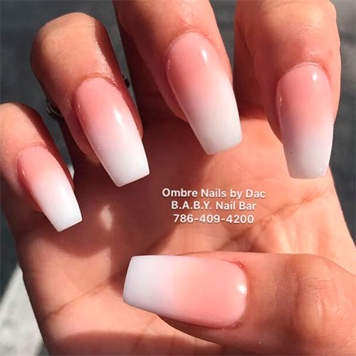 Cute long ombre french tip coffin nails design - ombre nails french set