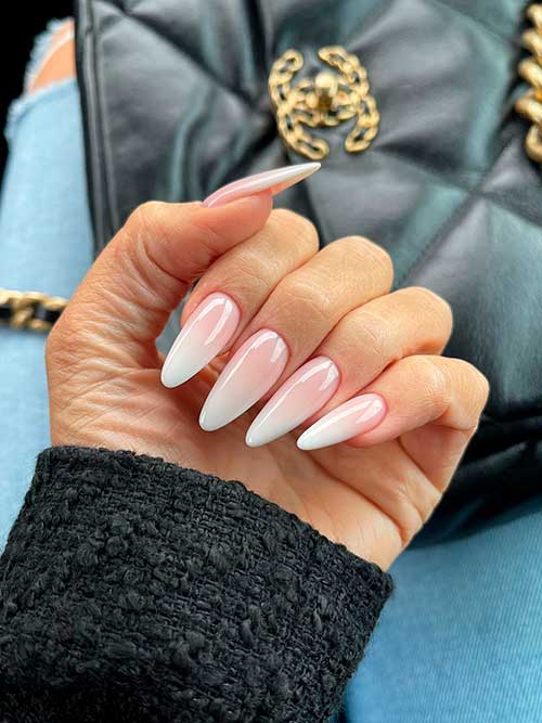 Gel almond french ombre nails