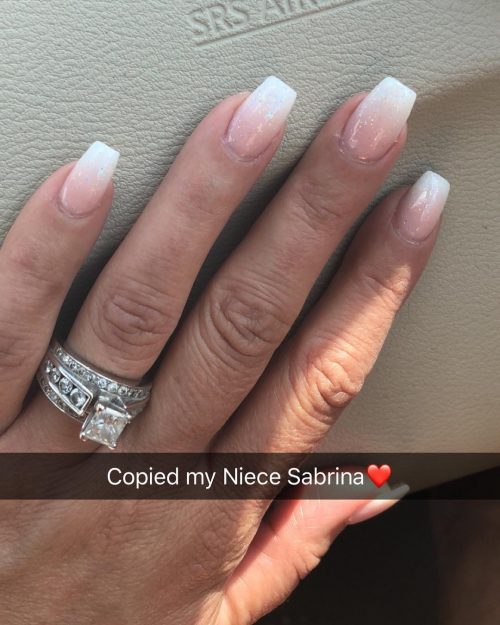 Nice ombre french tip coffin nails!