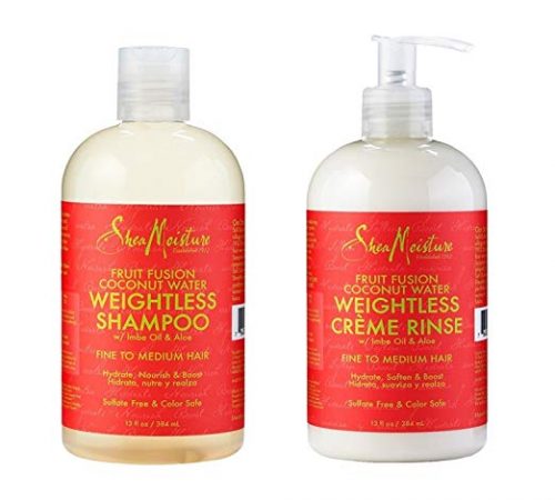 Shea Moisture Fruit Infused Coconut Water Weightless Shampoo and Creme Rinse one of the best Best Products for Curly Hair