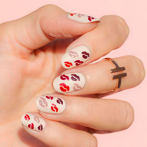 3D lips nail art for Valentine's Day - valentine nails set